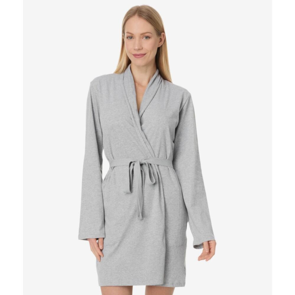 NATURAL SKIN ORGANICS Women's Juliana Robe Large Heather Grey Cotton NWT